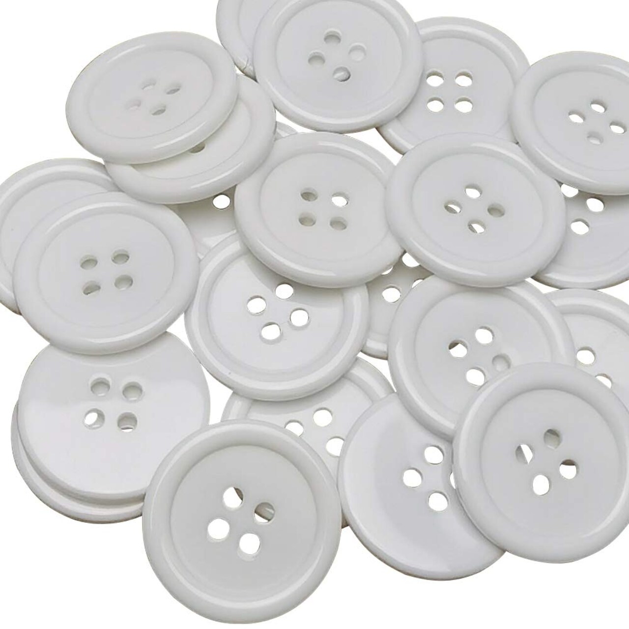 Chenkou Craft Mix Color Plastic Resin Circle Big Button 4 Holes DIY Craft Sewing 20mm 100pcs (White, 3/4"(20mm))